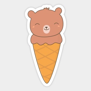 Kawaii Chocolate Bear Ice Cream T-Shirt Sticker